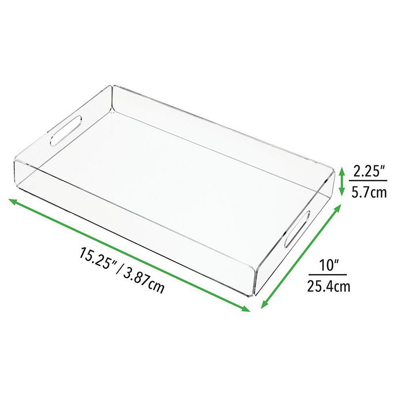 mDesign 17.2 x 11.2 x 2.2 Acrylic Rectangular Serving Tray with Handles，  2 Pack