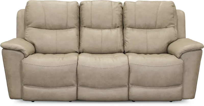 Cade Ice White Leather-Match Power Reclining Sofa