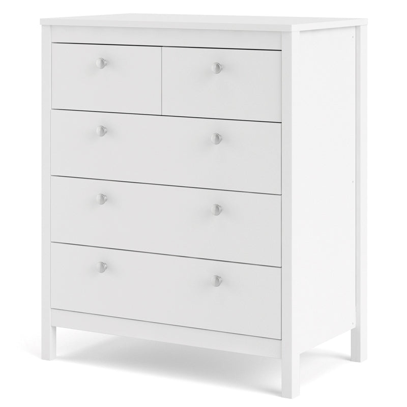 Madrid 5 Drawer Chest, White