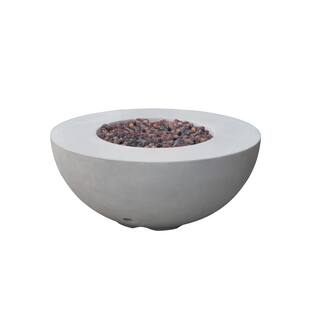 Modeno Roca 34 in. x 15 in. Round Concrete Natural Gas Fire Bowl in Light Gray OFG107-NG