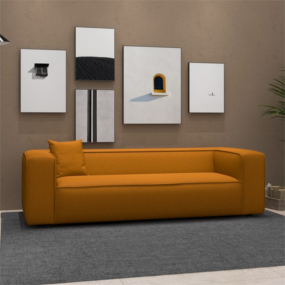 Canary Modern Living Room Dark Yellow French Boucle Fabric Sofa   Contemporary   Sofas   by Homesquare  Houzz