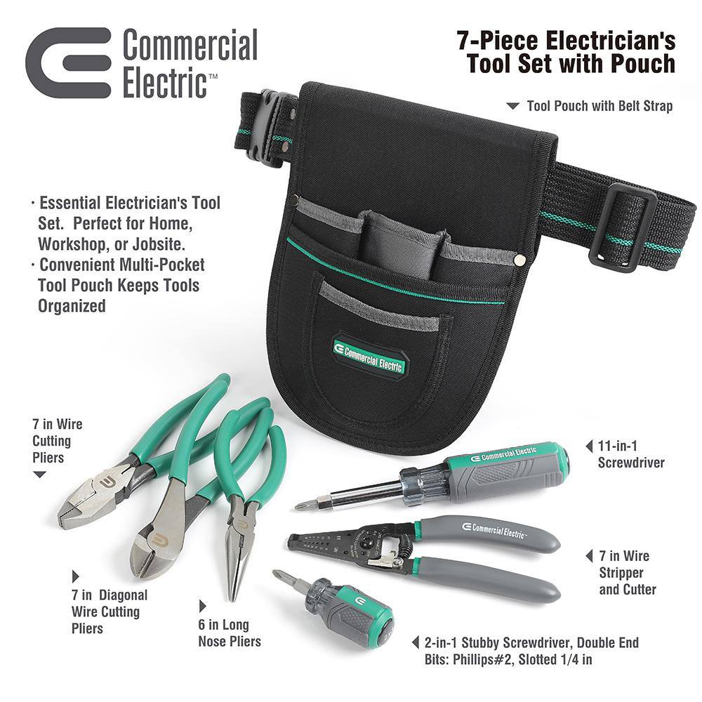 Commercial Electric Electrician's Tool Set (7-Piece) with Pouch CE180608