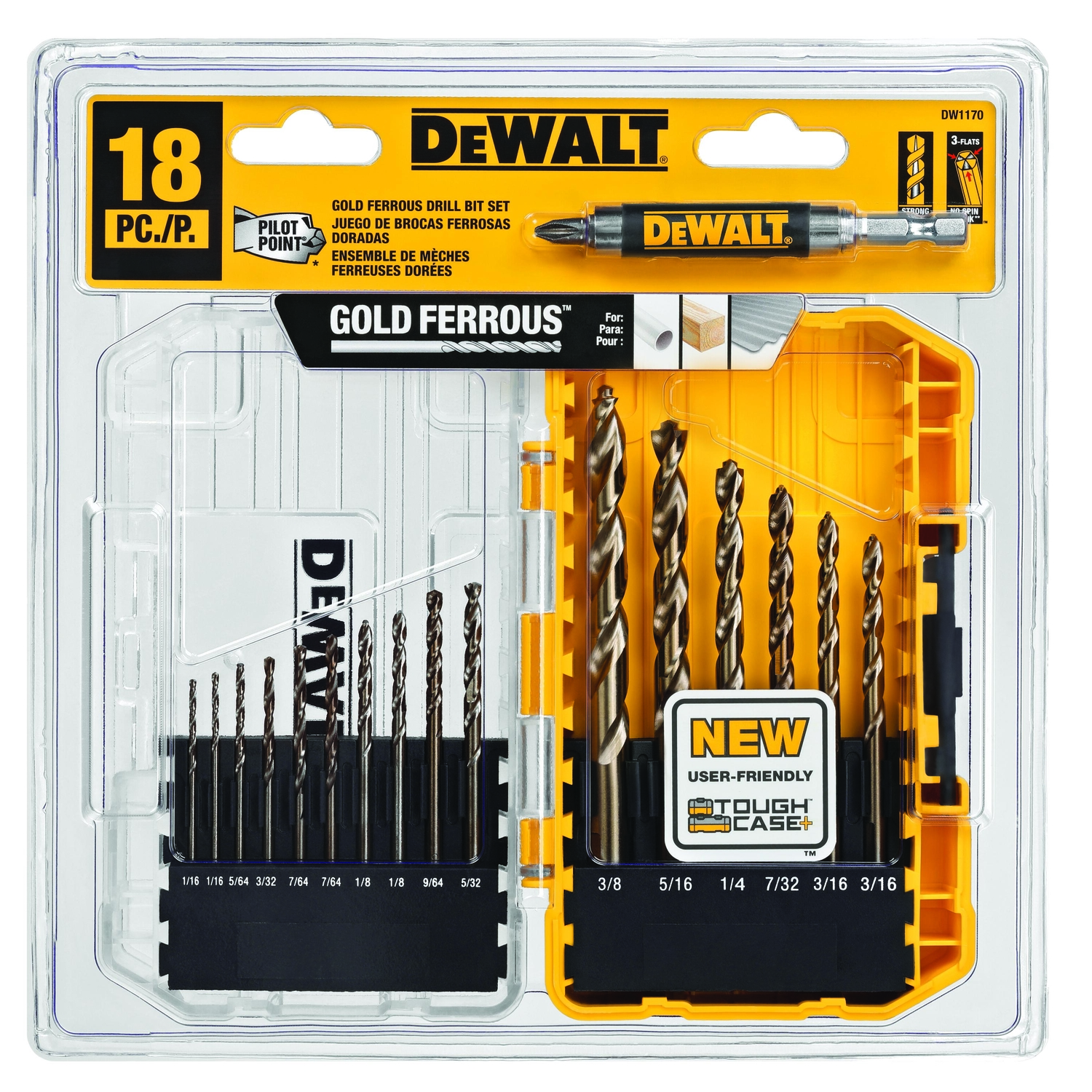 DW Pilot Point Ferrous Oxide Drill Bit Set 18 pc