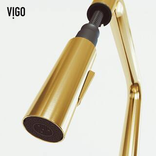 VIGO Parsons Single Handle Pull-Down Sprayer Kitchen Faucet in Matte Brushed Gold VG02031MG