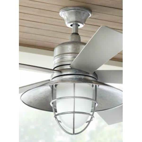 Home Decorators Collection Grayton 54 in LED IndoorOutdoor Galvanized Ceiling Fan with Light Kit and Remote Control