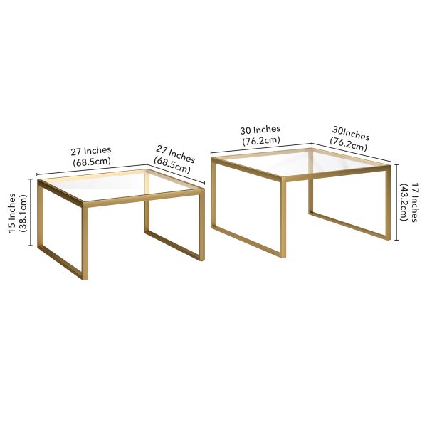 Rocco Square Nested Coffee Table in Brass