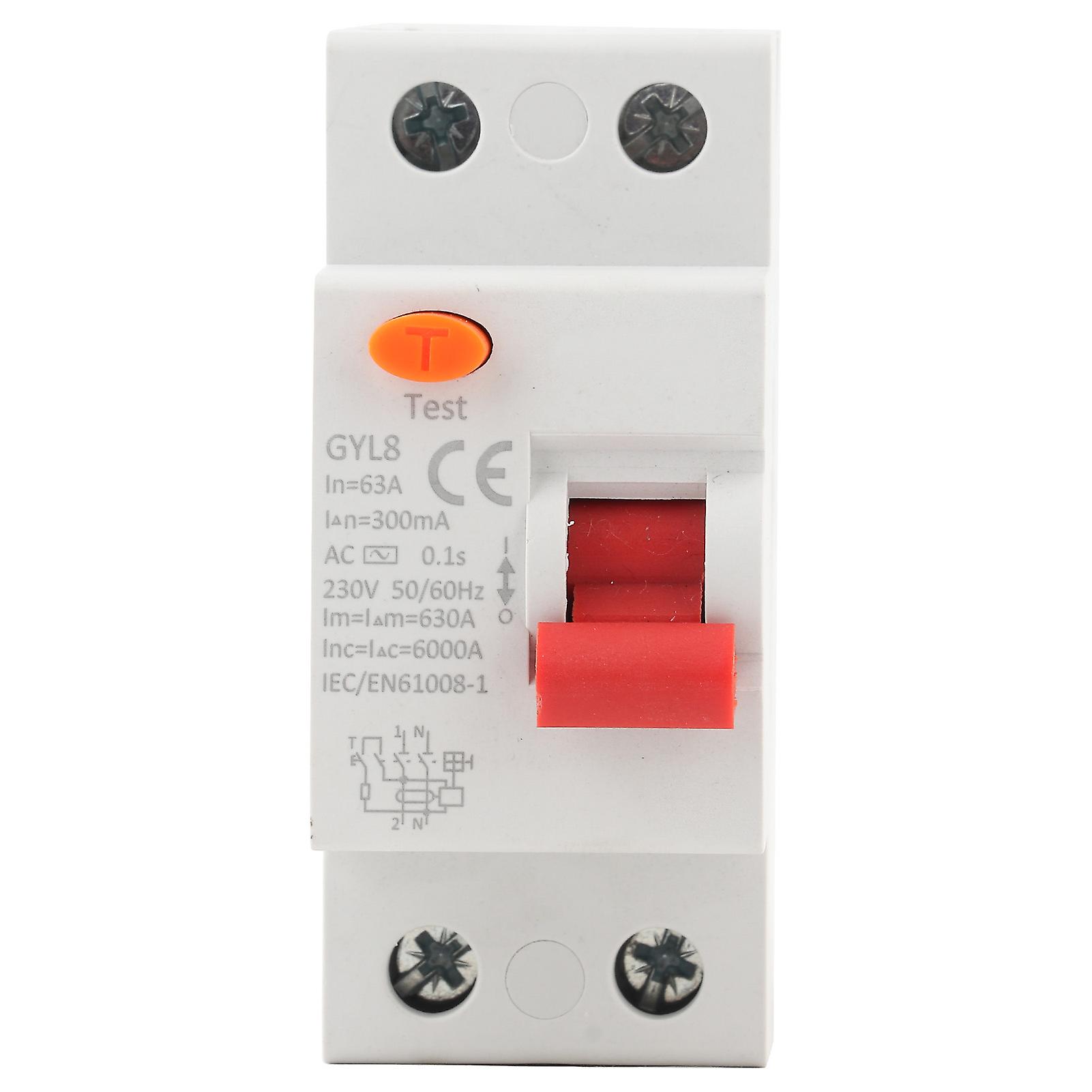 Gyl8 Circuit Breaker 2p 230vac 50/60hz Ip20 Electric Leaking Protector Current Circuit Breaker2p-63a-300ma