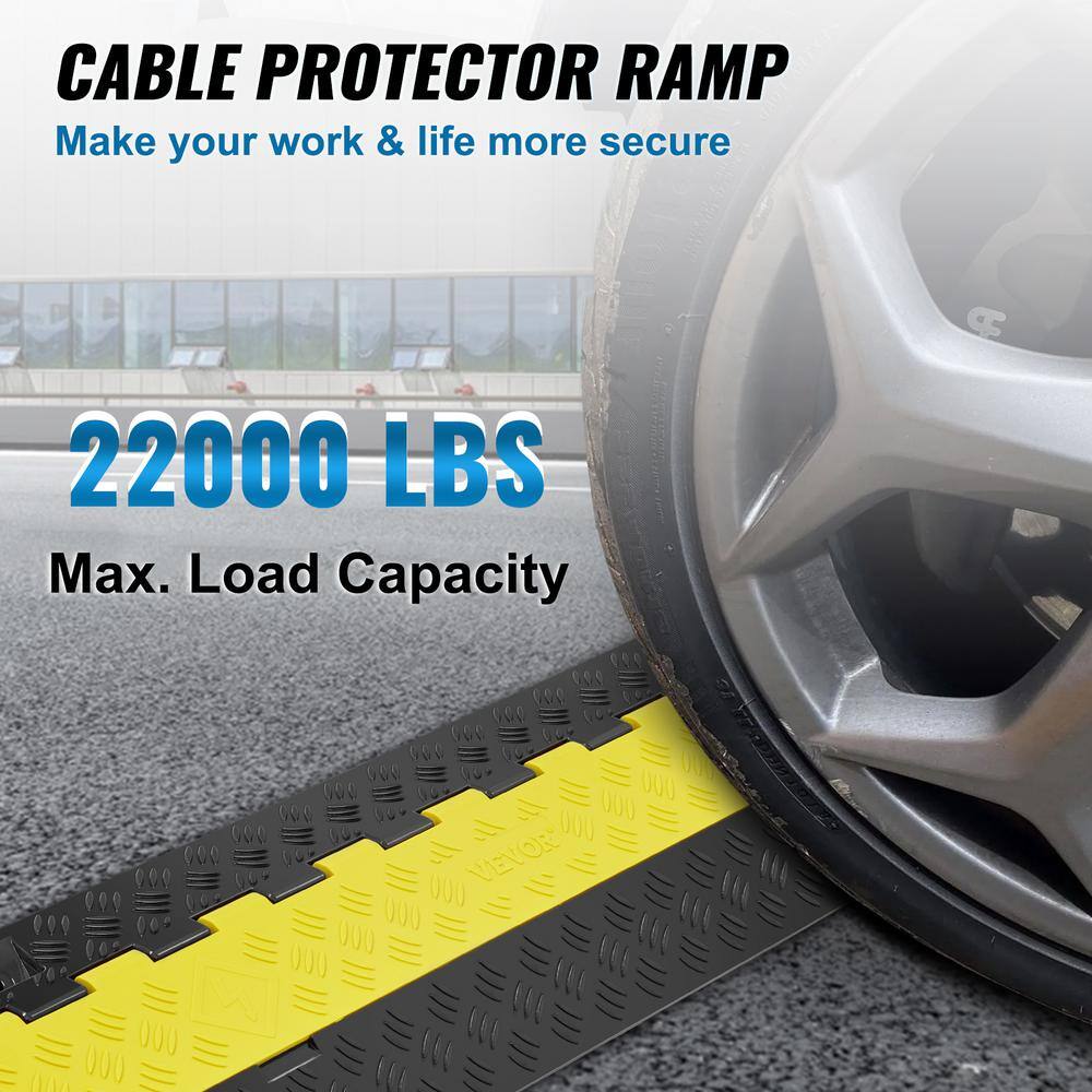 VEVOR 36.14 in. x 9.84 in. Cable Protector Ramp 2 Channel 22000lbs. Load Raceway Cord Cover TPR Speed Bump for Traffic(5-Pack) SK52WH1211TPU2ZI9V0