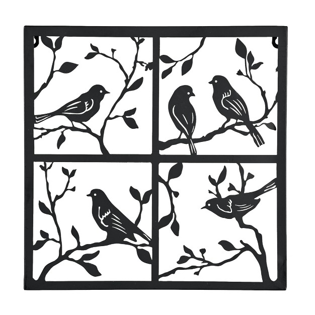 Collections Etc Birds On Branches Metal Wall Decoration Black