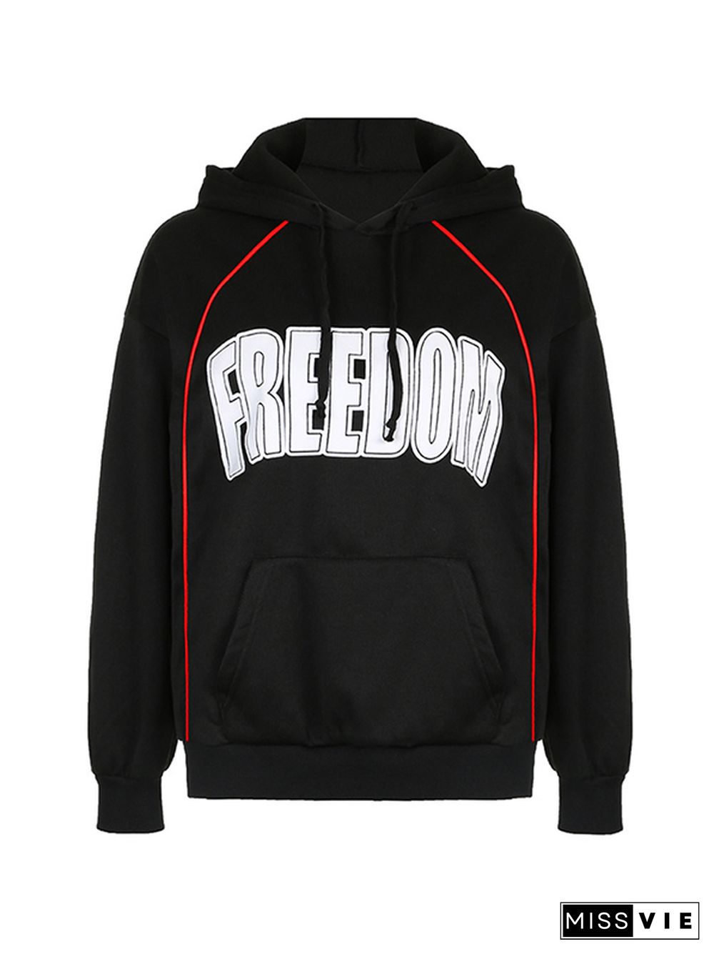 Contrast Color Splice Letter Print Oversized Hoodie