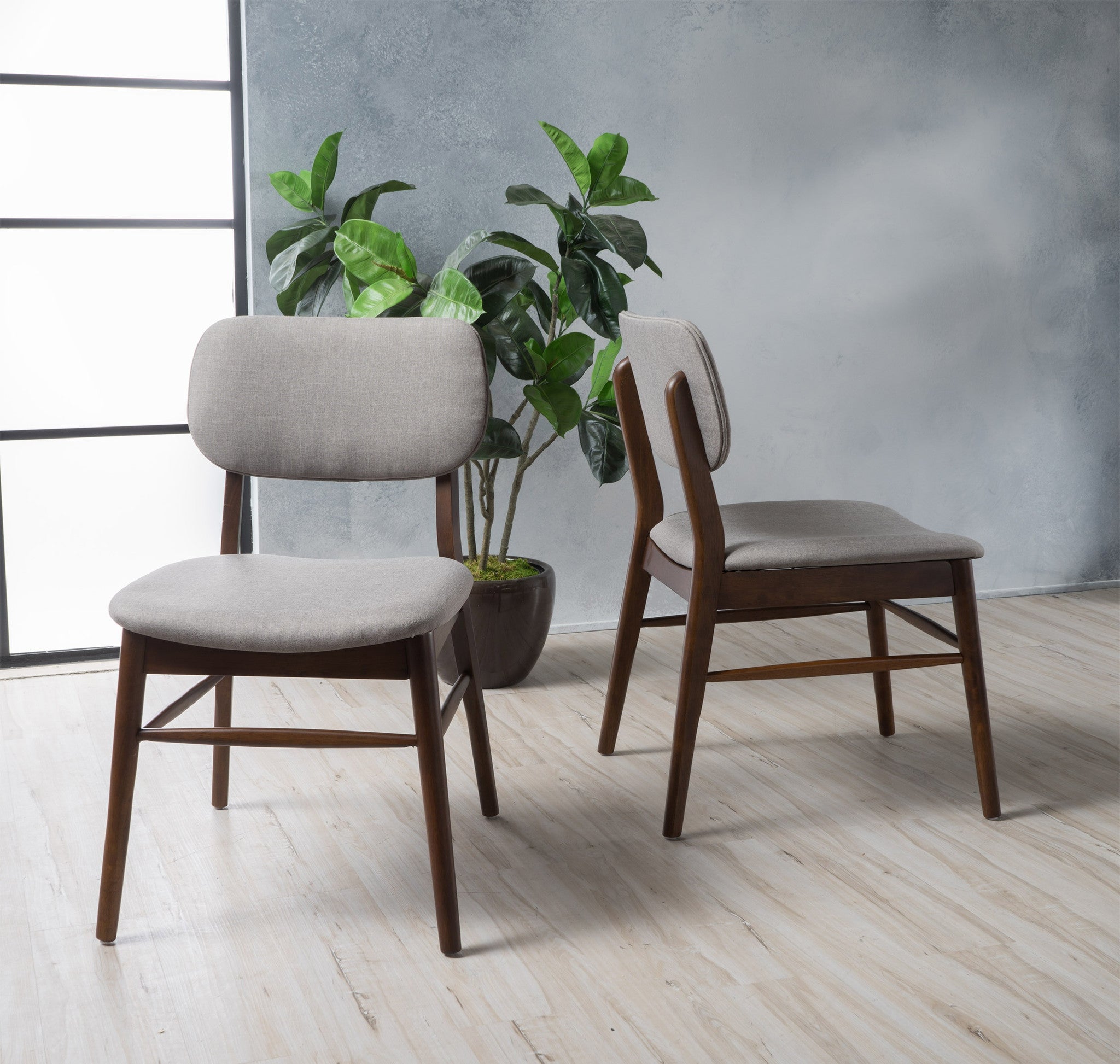 Beatrice Mid Century Wood Finish Dining Chairs (Set of 2)