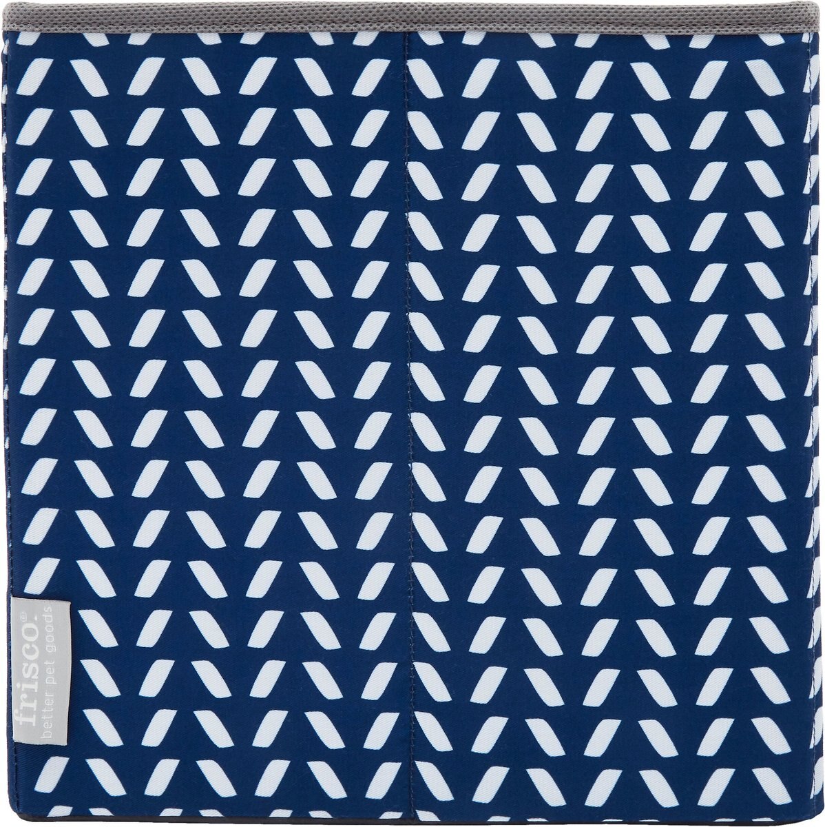 Frisco Square Collapsible Pet Toy Storage Bin， Navy Herringbone