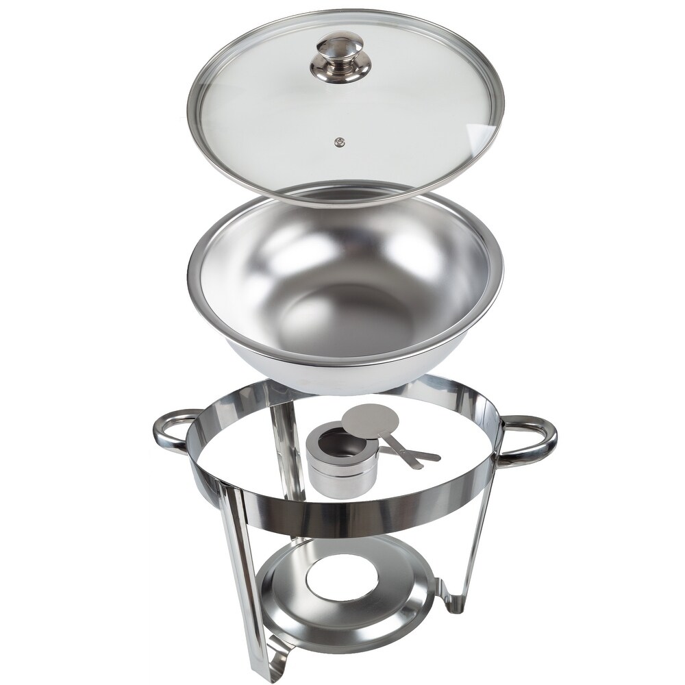 Round 5 QT Chafing Dish Buffet Set �C Includes Water Pan  Food Pan  Fuel Holder  Cover  and Stand by Great Northern Party