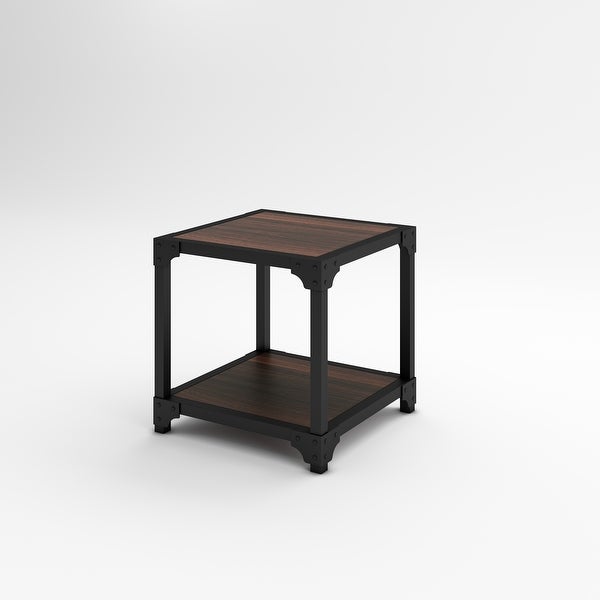 Davee Wood and Metal Square End Table with Shelf - 20''x20''x20''