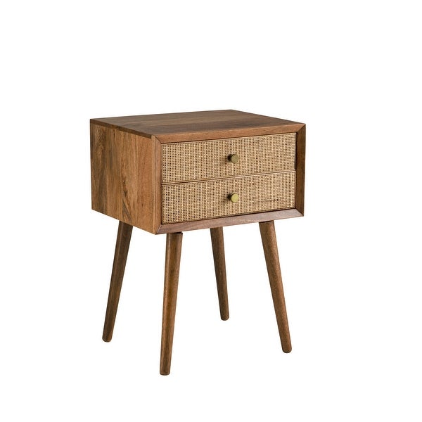 Dylan 25-Inch Tall Solid Wood and Rattan End Table