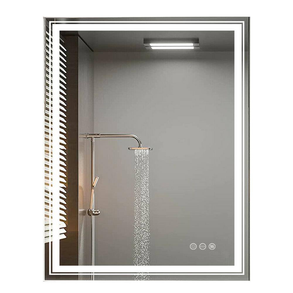 Wisfor 28 in. W x 36 in. H Large Rectangular Frameless Anti-Fog High Lume LED Lighted 2-Way Hanging Wall Bathroom Vanity Mirror XMR-C28-188-US