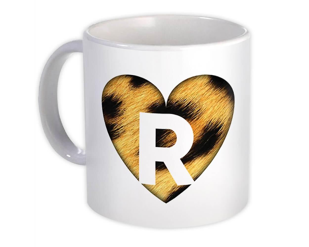 Gift Mug: Monogram Letter R Leopard