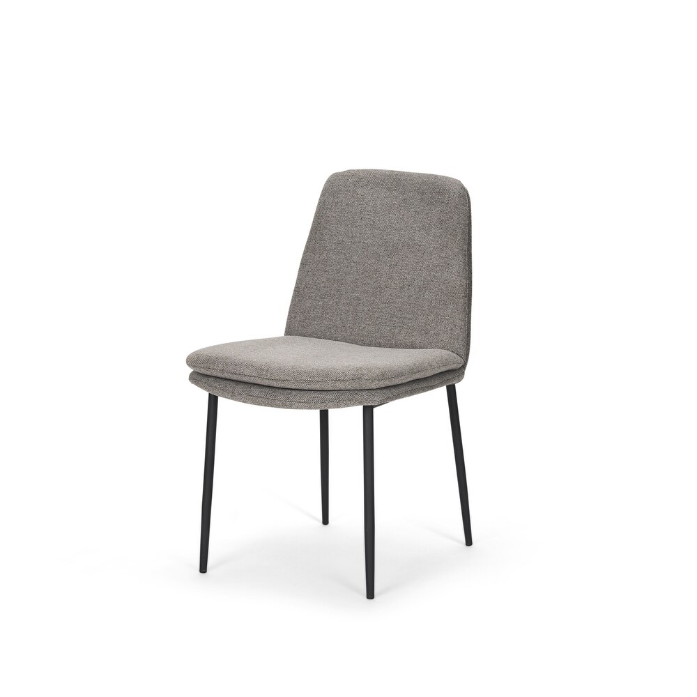 Eve Dining Chair w/ Cream Boucle Fabric   Matte Black Metal