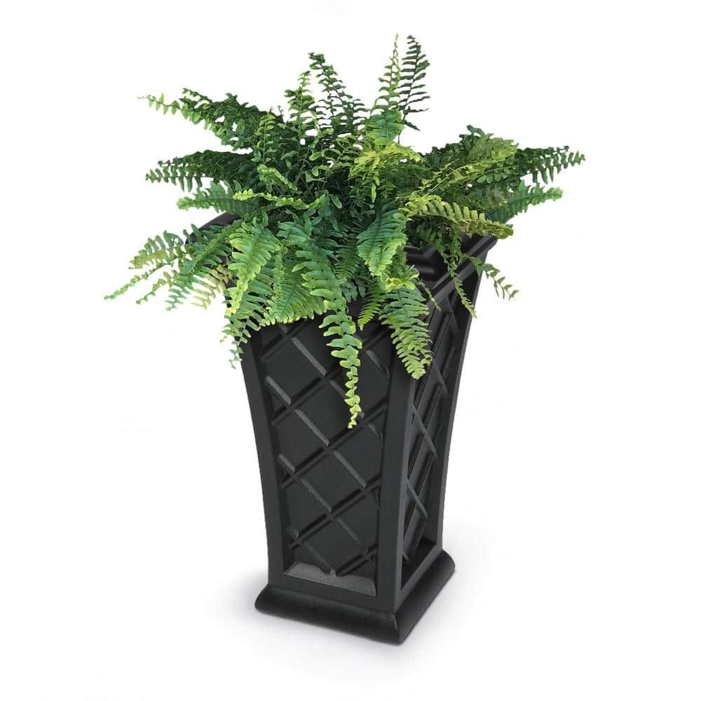 Mayne Georgian 28 in. Tall Self-Watering Black Polyethylene Planter 5882-B