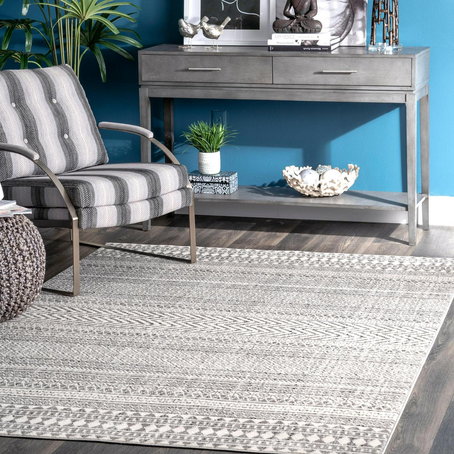 nuLOOM Artemisia Modern Tribal Area Rug， 9and#8242; x 12and#8242;， Gray