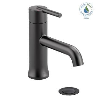 Delta Trinsic Single Hole Single-Handle Bathroom Faucet with Metal Drain Assembly in Matte Black 559LF-BLMPU