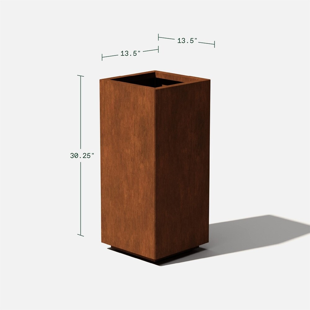 Corten Steel Short Pedestal Planter 2 Pack