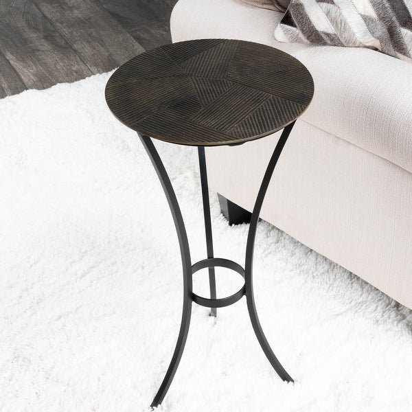 Offex Gaston Metal Modern Round Decorative End Table - 13