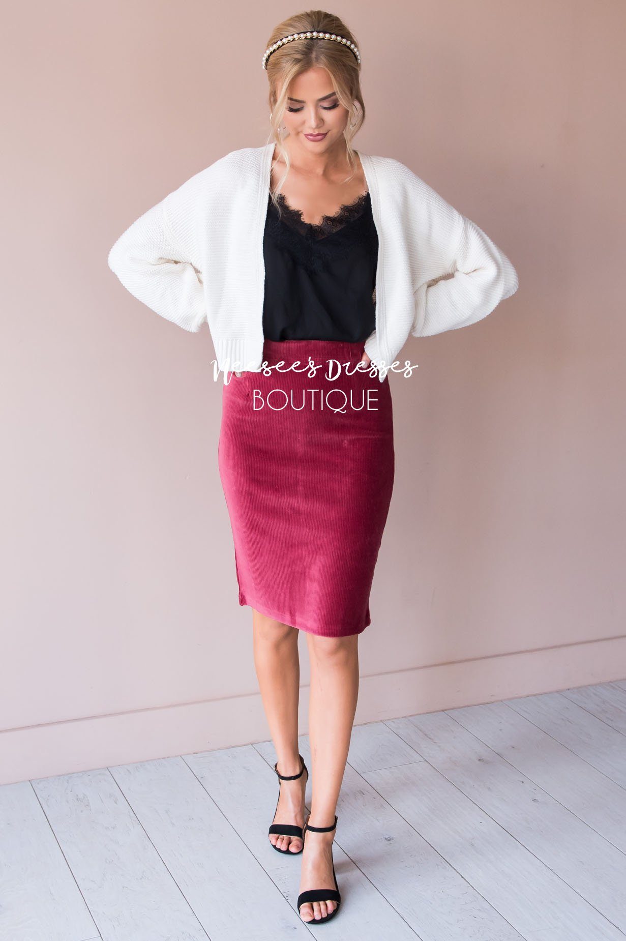 Morning Meeting Corduroy Pencil Skirt