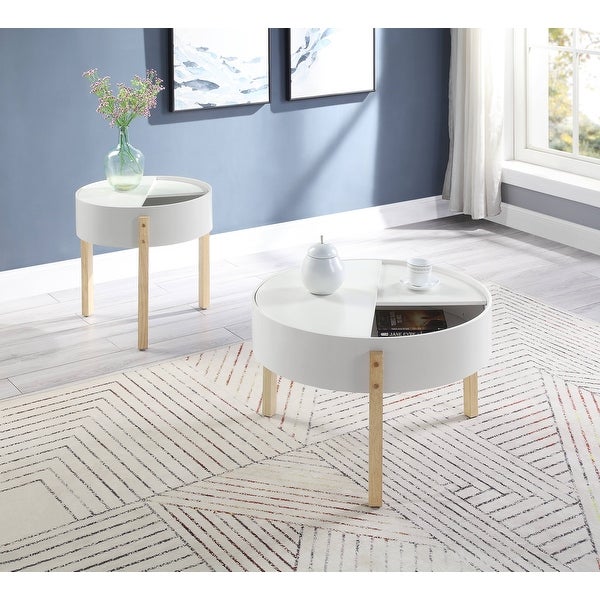 ACME Bodfish End Table in White and Natural