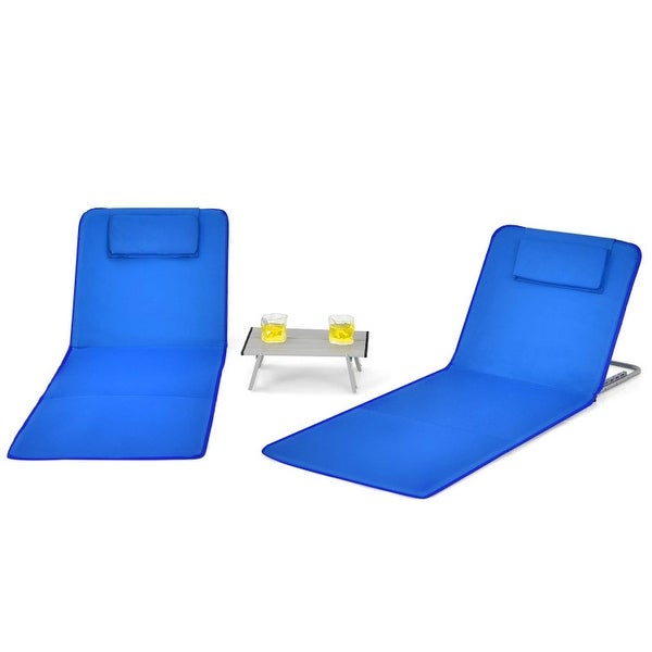 3PCS Beach Lounge Chair Mat Set 2 Adjustable Lounge Chairs