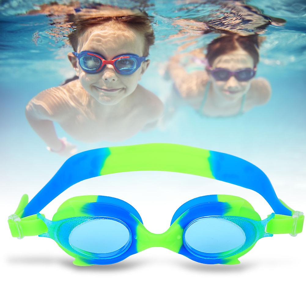 Cartoon Swimming Goggles Cute Fish-shaped Anti Fog Adjustable Swim Glasses For Childrenblue And Green