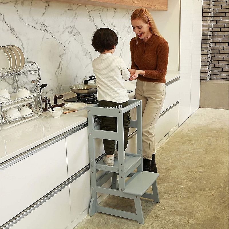 SDADI LT05G Mother's Helper Adjustable Height Kids Kitchen Step Stool， Gray