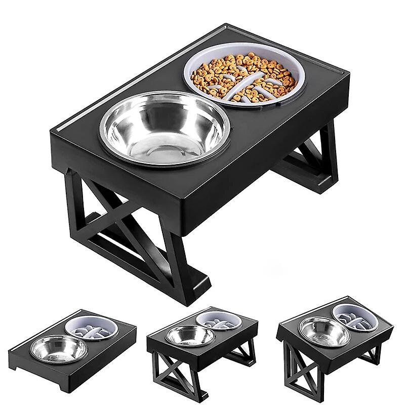 Dog Double Bowls Stand Adjustable Height Pet Feeding Dish Bowl Medium Big Dog Elevated Food Water Feeders Lift Table For Dogs