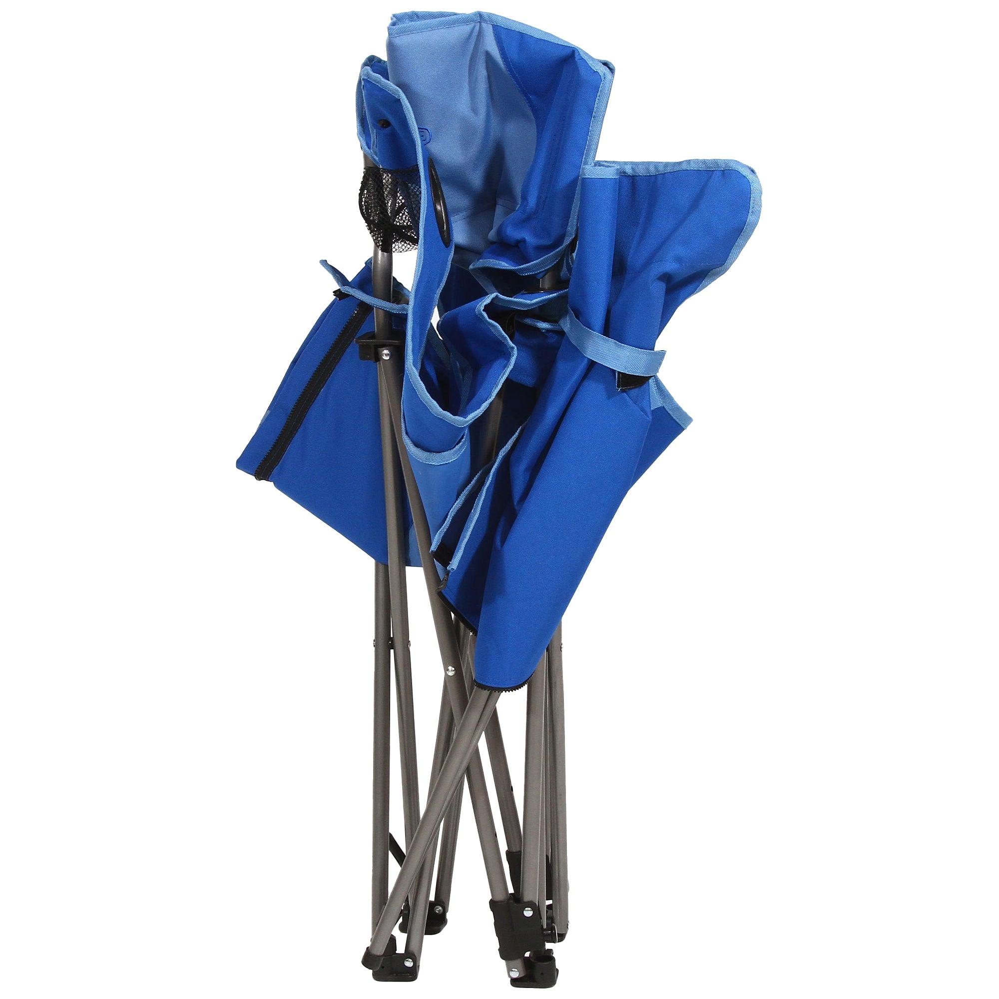 Kamp Rite Folding Camp Chair w/ 2 Cupholders, Detachable Footrest & Bag, Blue