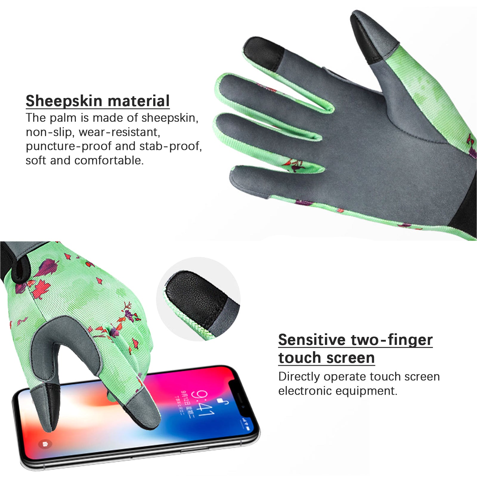 Famyfamy Garden Planting Tools Gardening And Other Small Things Durable Green Blue Grey Non-slip Sheepskin Fabric Work Gloves