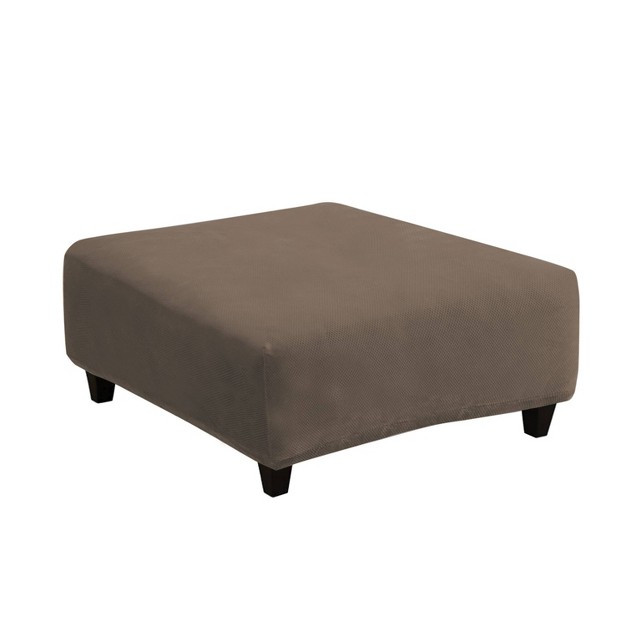 Stretch Pique Square Ottoman Slipcover Taupe Sure Fit