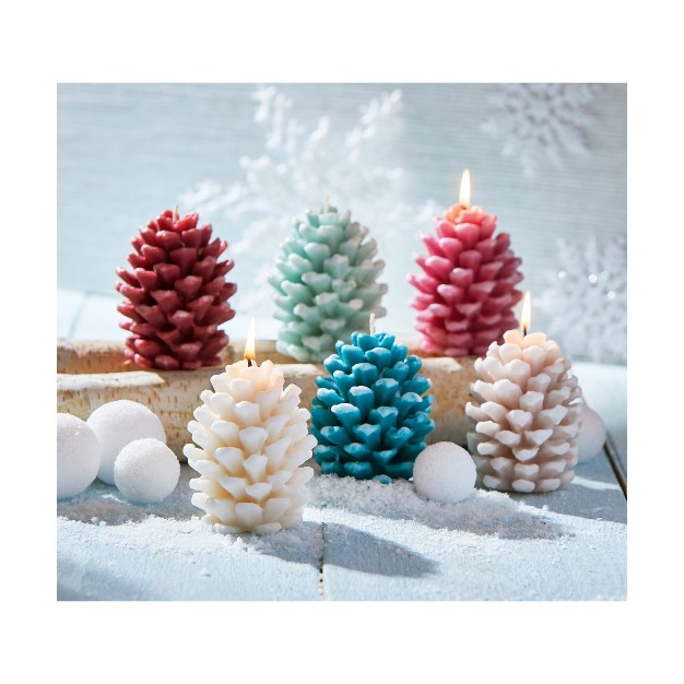 Tag Frosted Pine Cone Candle Pink