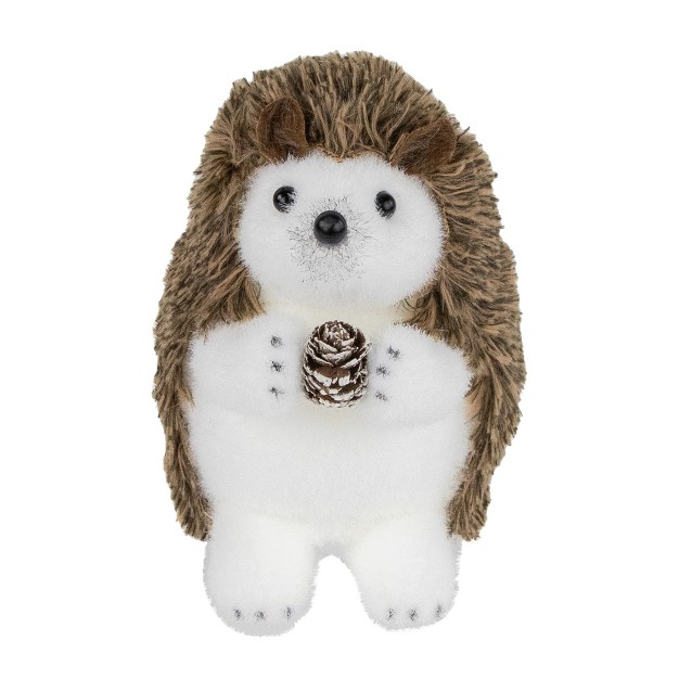 Brown And White Standing Hedgehog Christmas Tabletop Decor