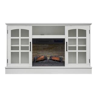 StyleWell Hazeltine 60 in. W Freestanding Media Console Electric Fireplace TV Stand in White 150779