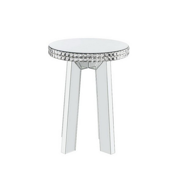 Acme 88012 Lotus End Table  Mirrored   Faux Ice Cu...