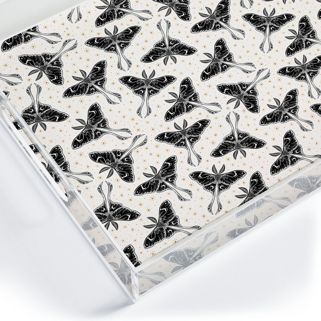 Avenie Luna Moth Cream And Black Acrylic Tray deny Designs