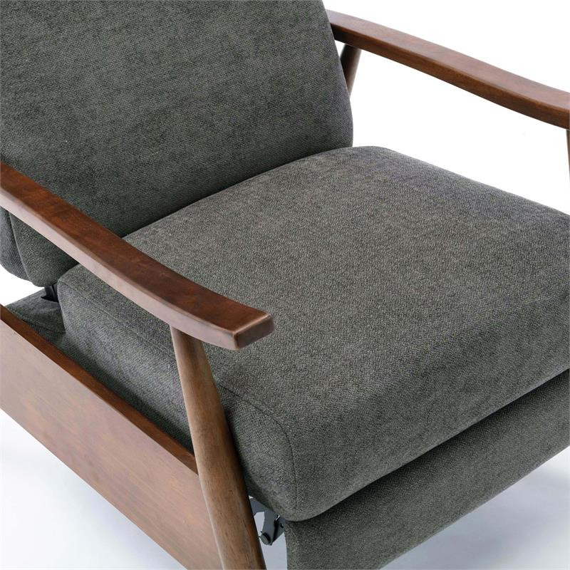 Solaris Wood Arm Burnished Brown Faux Leather Push Back Recliner   Midcentury   Recliner Chairs   by Homesquare  Houzz