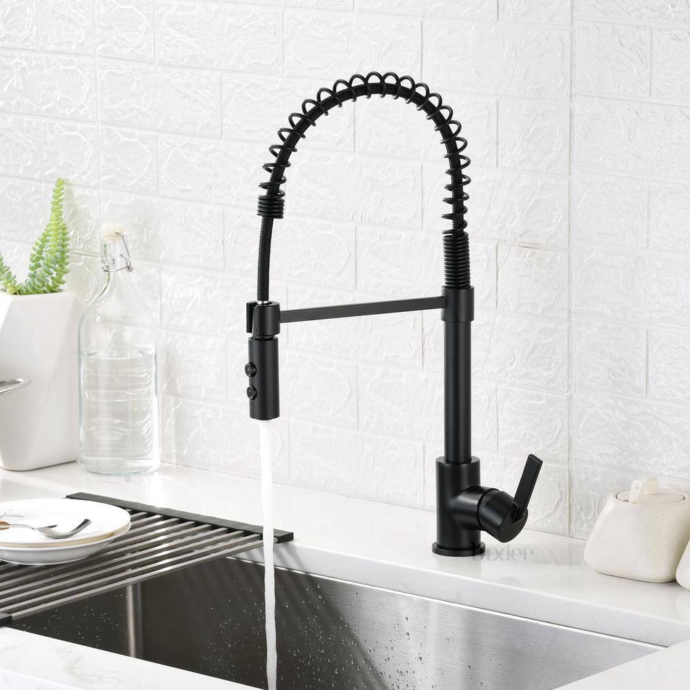 LUXIER Single-Handle Pull-Down Sprayer Kitchen Faucet with 2-Function Sprayhead in Matte Black KTS22-TM