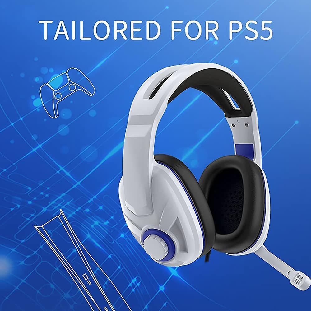 Gaming Headset for PS4，PS5， Nintendo Switch， Unique Mic On Off and Volume Control， with Noise Canceling Microphone， Compatible with Xbox Series S， Mac， PC and Mobile， 0.55lb Lightweight(White)