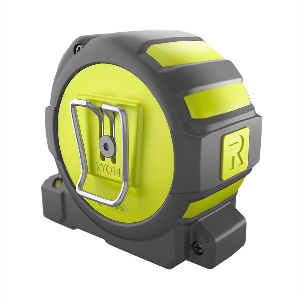 RYOBI 25 ft. Tape Measure with Overmold and Wireform Belt Clip RTM25