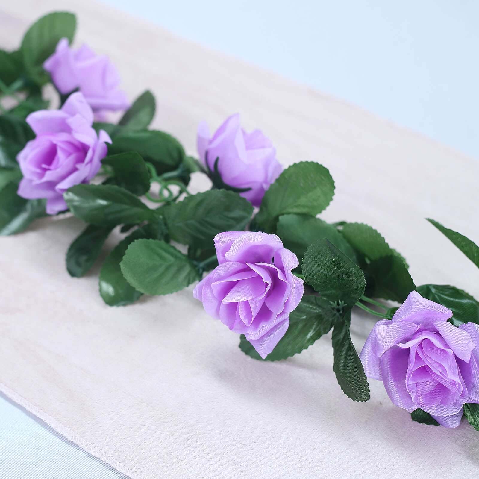 Lavender Lilac Artificial Silk Rose Garland UV Protected Flower Chain 6ft