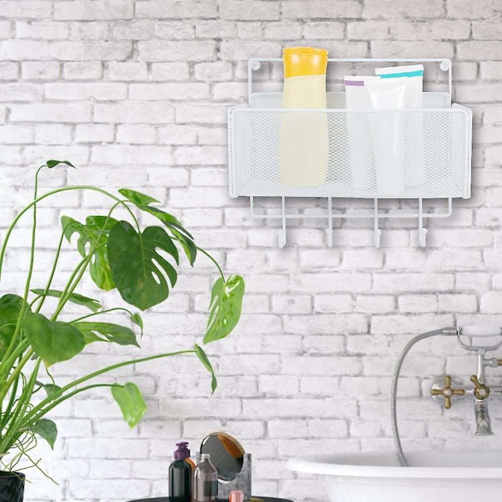 Household Wall Storage Basket Holder Cosmetics Storage Rack For Kitchen Bathroomwhite