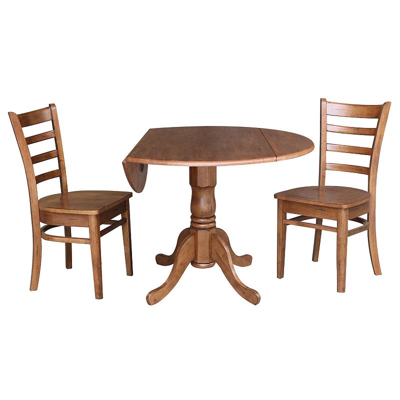 International Concepts 42-in. Drop-Leaf Table and Chairs 3-piece Set