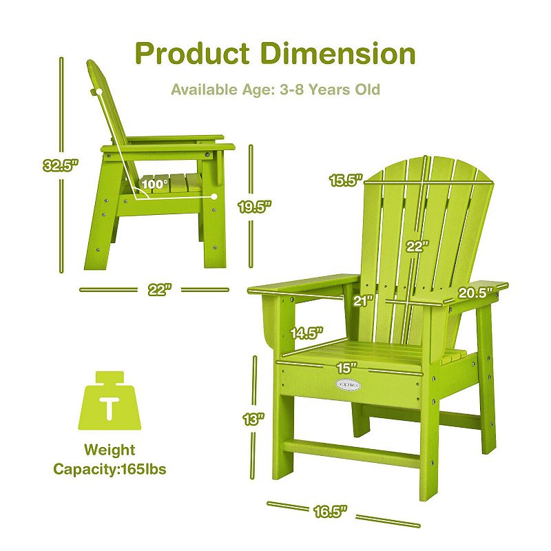 Patio Kids' Adirondack Chair with Ergonomic Backrest