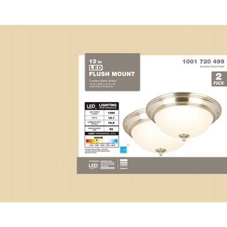 PRIVATE BRAND UNBRANDED 13 in. Brushed Nickel LED Flush Mount (2-Pack) JAL8011LBN